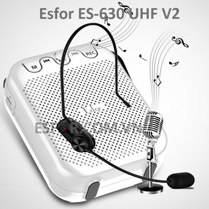 Máy trợ giảng Hàn Quốc ESFOR ES-630 UHF V2 bản nâng cấp ES630 UHF V2 loa Bluetooth 30W, micro không dây 3 cách dùng