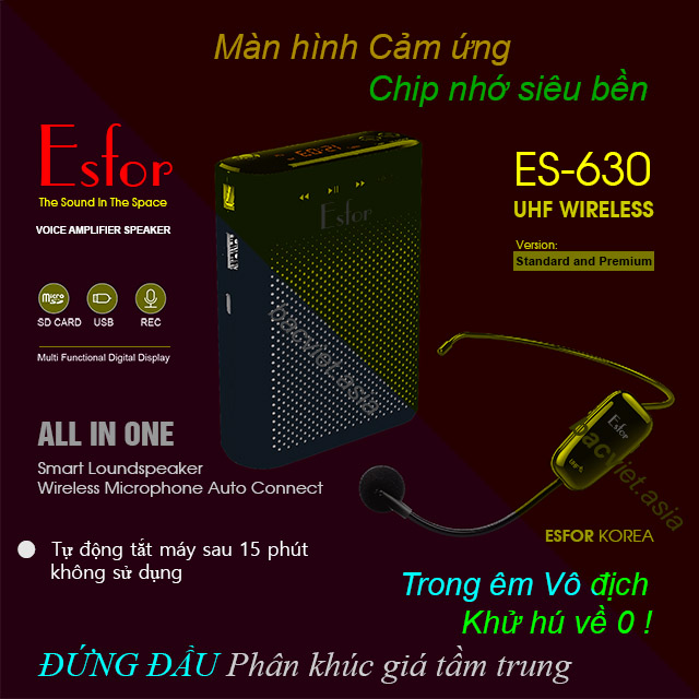 Máy trợ giảng không dây ESFOR ES630 Ultra BT 5.0 New Fashion [Loa bluetooth ES-630 Hàn Quốc)
