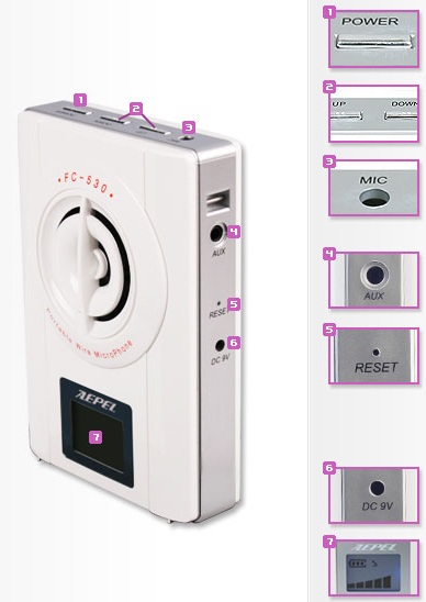 AEPEL FC-530 PLUS, Máy trợ giảng Hàn Quốc Không Dây, Loa 32W
